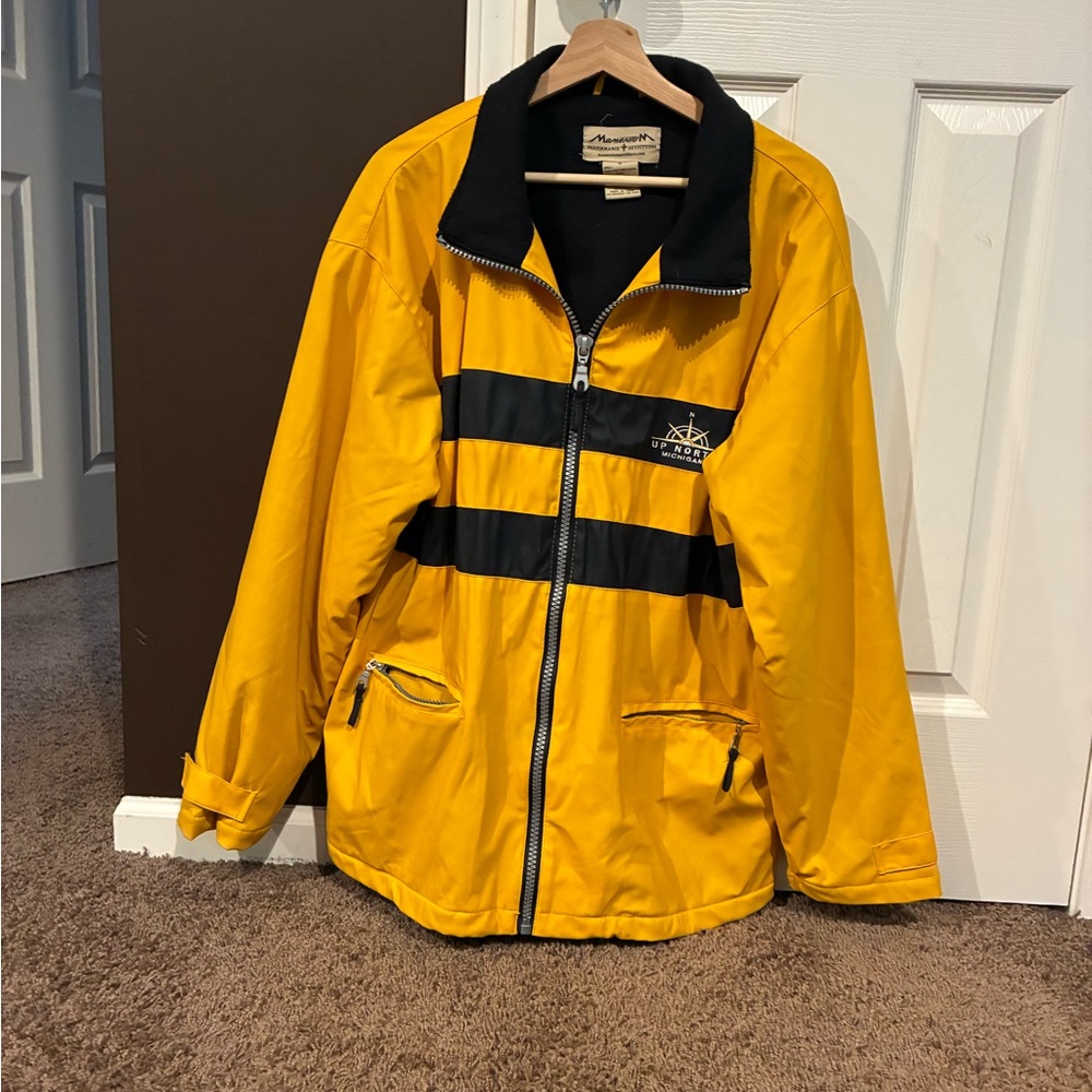 Yellow and Black Striped Zip-Up Jacket